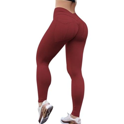 New High Waist Sexy Fitness Pants Belt Pocket Yoga Fitness Exercise Elastic Tight Push Up Sports Leggings