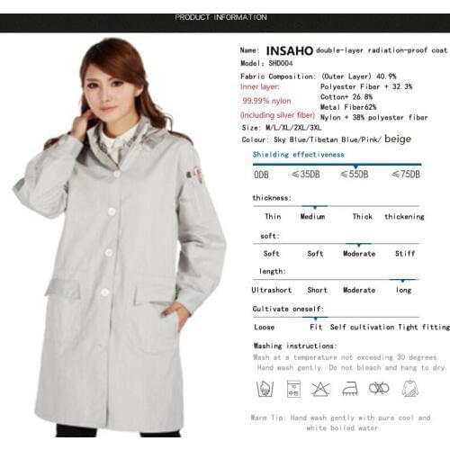 Genuine INSAHO EMF radiation shielding overalls for women,Double layer of metal fiber material,passed CE,FDA,ISO.SHD004,Beige