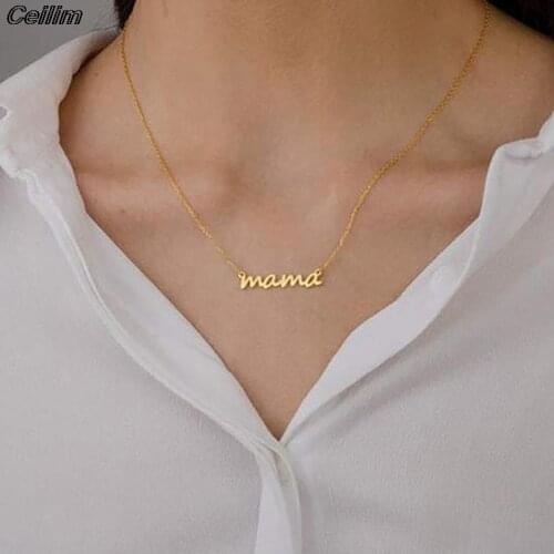 Necklace Mama Letters Stainless Steel Mom Baby Lockbone Chain Pendant Necklace Female Jewelry Mothers Day Gift Dropshipping