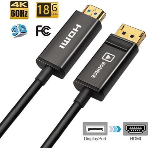 DisplayPort /DP to HDMI Fiber optic cable, Support 4K/60Hz 4:4:4 HDMI2.0 standard DP Display Port to HDMI Adapter cable