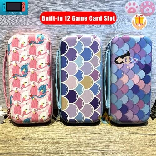 Portable Storage Box for Nintendo Switch Mermaid Game Cards Hand Bag Cute Cartoon Hard Shell Case for NS Switch Console