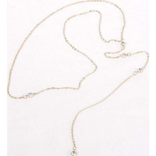 Simple back pendant necklace jewelry charms long necklace women crystal collares chain necklaces & pendants