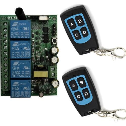 Smart Home AC 220V 4CH 4 CH 10A Relay RF Wireless Remote Control Switch System Radio Receiver Module Transmitter 315/433Mhz