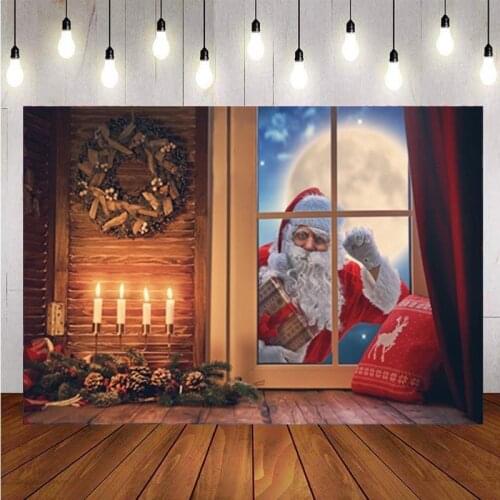 Christmas Santa Claus Photo Backdrop Candlelight Baby Party Festivals Photography Background For Photo Studio