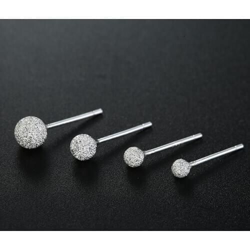 Sterling Silver Earring Frosted Ball Earrings For Women Girls Ear Studs Fashion Stud Earrings For Wedding Party Gifts