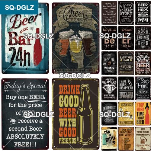 [SQ-DGLZ] Good Beer Tin sign Metal Poster Wall Stickers Bar Decoration Retro Wine Cocktail Metal Plaque Sign Kitchen Decor