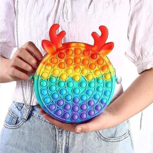 Fidget Toys Fashion Cross Body Bag Press Bubble Backpacks Stress Relief Toy Children Sensory Toys Study Stationery Storage Bag