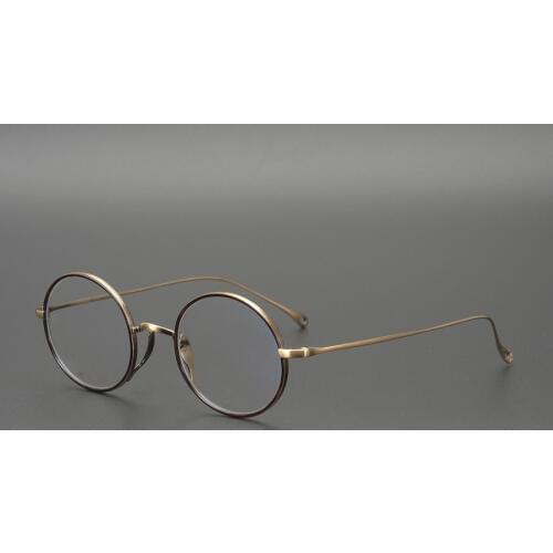 Titanium Round Glasses Frame Men Women Vintage Gold Eyeglasses Optical Myopia Prescription Spectacle Frames Clear Eyewear Oculos