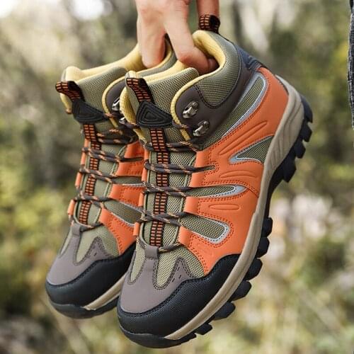 Large Size Outdoor Hiking Boots Men Women Non Slip Fashion Lace Up Climbing Winter Sneakers Cowboy Trekking Boots Summer Fashion
