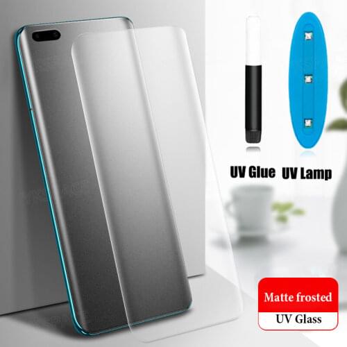 UV Liquid Full Glue Matte Screen Protector For Huawei Mate 20 Honor 30 P30 P40 Nova 7 Pro PFrosted Tempered Glass No Fingerprint