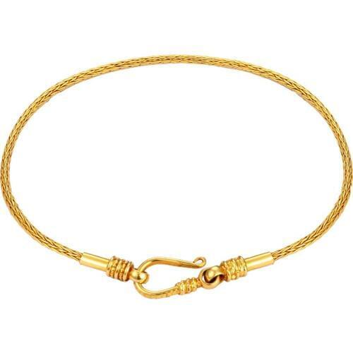 Pure 18K Yellow Gold Bangle Women AU750 Gold Snake Chain Bracelet