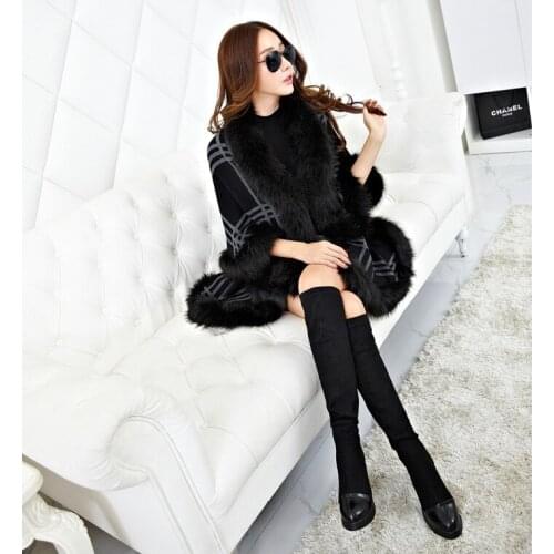 9 Colors 2018 Winter Warm Long Knitted 2 Layers Poncho Cape Cashmere Plaid Shawl Women Imitation Fur European Cardigan Coat