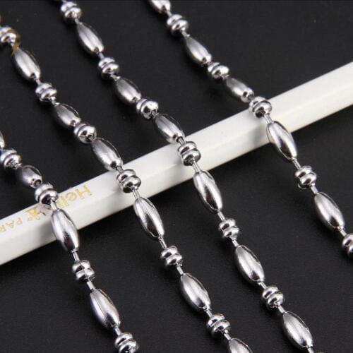 1.5/2/2.4/3/3.2mm 100Meters Wholesale Bulk 316L Stainless Steel Silver Color Rice Ball Chain Necklace Link DIY Wholesale Jewelry