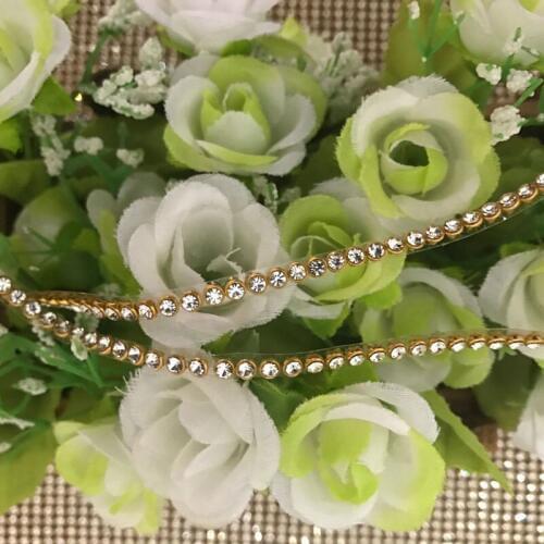 1pcs 46cm SS8 Crystal Rhinestone Chain Trim Decorations Hot Fix Applicator Sticker Flat Back Rhinestome For Dresses Shoes
