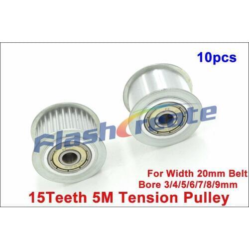 10pcs 15 Teeth 5M Idler Pulley Passive Pulley Bore 3/4/5/6/7/8/9mm For Width 20mm 5M Timing Belt 5M Tension Pulley With Bearing