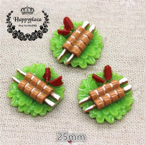 10pcs 25mm Resin Grilled Meat Simulation Food Art Supply Decoration Charm Craft DIY Home Garden Decoration