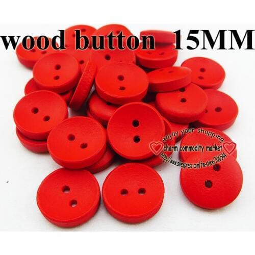 100PCS 15MM painting red wooden buttons coat boots sewing clothes accessories MCB-800-9