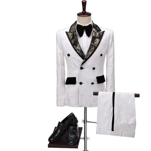 2020 Latest Coat Pant Designs Double Breasted Men Suit With Pants Slim Fit Fashion Wedding Suits for Men Prom Groom Tuxedo Set