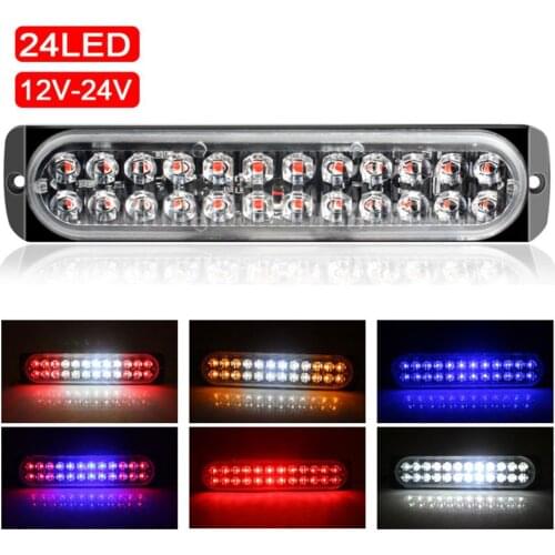 24 LED 72W Ultra-thin Strobe Light Car Motorcycle Truck Side Emergency Warning Flashing Lamp Truck Trailers Police Light Flasher