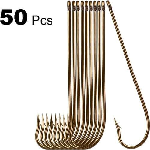 50pcs 50pcs/lot OShaughnessy Fishing Hooks Stainless Steel Long Shank Saltwater Barbed ocean Fish Jig Hooks