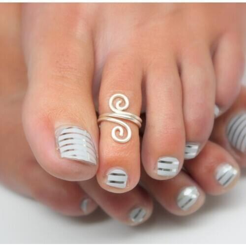 925 Silver Toe Ring Grillz Handmade Jewelry Adjustable Anillos Mujer Gold Filled 15mm Hoop Rings For Women Boho Foot Jewelry