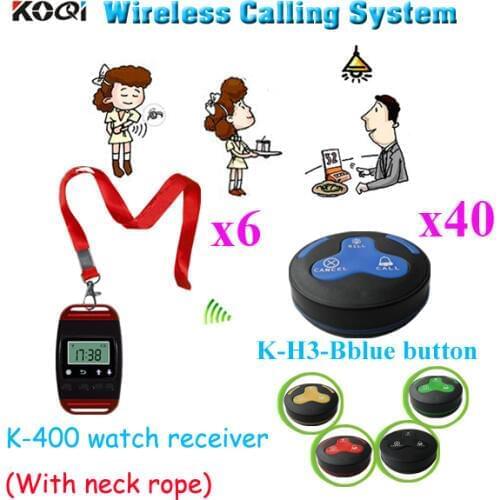 Wireless Wrist Watch System For Restaurant Call Waiter( 6pcs watch & 40pcs call button)