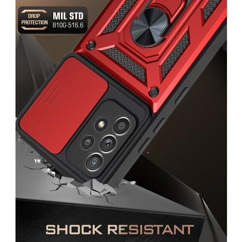 Slide Lens Protection Magnetic Ring Stand Phone Case For Samsung Galaxy A12 A22 A32 A42 A52 A72 A82 A31 A51 A71 4G 5G Back Cover