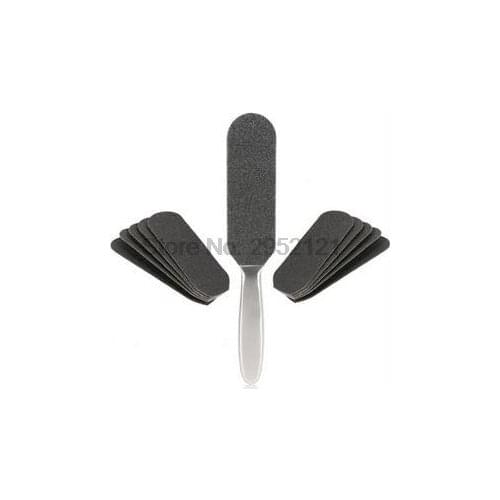 By dhl or ems 100sets Double-sided Pedicure Foot File +10Pcs Sanding Paper Rasp Dead Skin Remover Stainless Steel Handle 2018