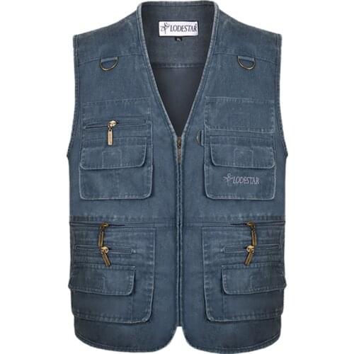 Denim Vest Mens Jacket Sleeveless Cotton Casual Waistcoat Mens Jean CoatSlim Fit Male Jacket Cowboy Pockets