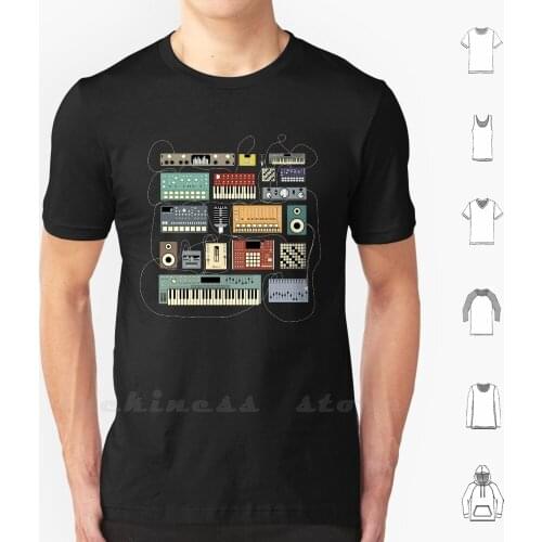 Electronic Musician Synthesizer And Drum Machine Dj T Shirt 100% Cotton DIY S-6xl Synthwave Synth Synthesizer Drum