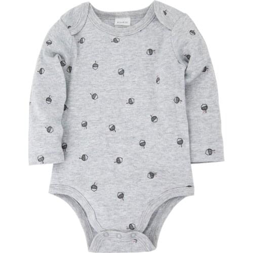 Kavkas Kids Clothes Boys Chestnut Printing Dark Grey O-Neck Spring And Autumn Long Sleeve Rompers Jumpsuit roupas infantis