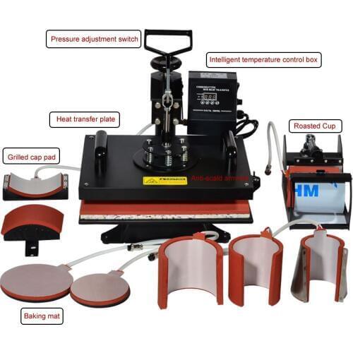 1pc 8 In 1 Combo Heat Transfer Machine Sublimation/Heat Press Machine For Plate/Mug/Cap/TShirt /Phone case 110/220V