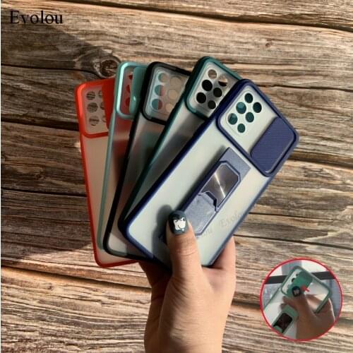 For Samsung S21 Ultra Case Candy Color Matte Stand Holder Case For Samsung Note 20 Ultra S20 FE M51 M31S Slide Camera Lens Cover