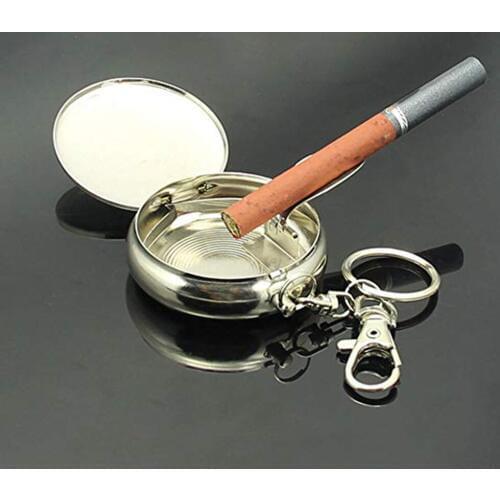 Mini Outdoors Round Cigarette Keychain Portable Ashtrays Alloy Pocket Smoke Ash Ashtray Keychain Fashion
