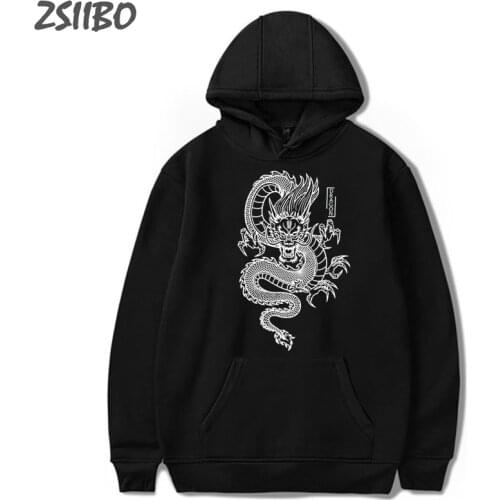 Mens Hoodies Unisex Vintage Fun Chinese Dragon Printed Harajuku Hoodie Male Ulzzang Dropshipping Sweatshirt Coat Casual