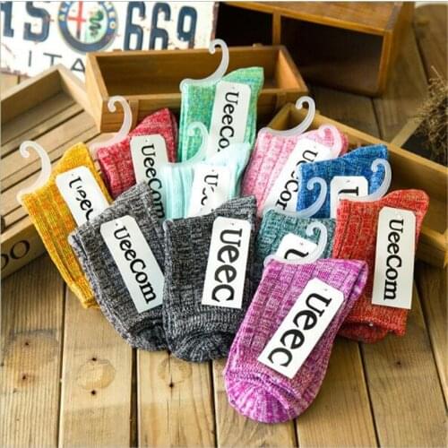 National Wind Paragraph Fashion Female Ankle National Wind Fall And Winter In Tube For Women Harajuku Retro Cotton Knit Socks