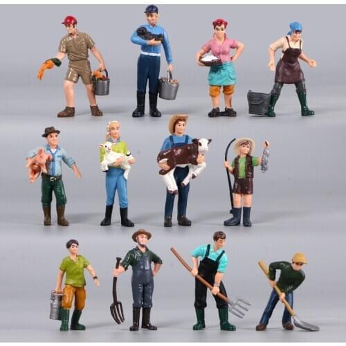 New Farmer People Model Simulation Farm Staff Feeder Veterinary Worker Action Figures Figurines Model Educational Kids Toys