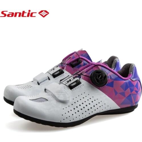 New Santic Womens Bicycle Cycling Shoes Unlocked Breathable MTB Road Bike Non-locking Shoes Ladies Rubber Bike Riding Shoes