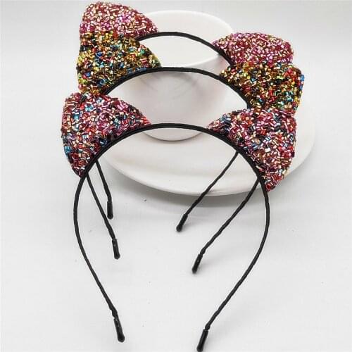 Novelty Kids Cat Ears Headband Bezel With Hairband Festival Hair Girls Crown Rhinestone Headdress