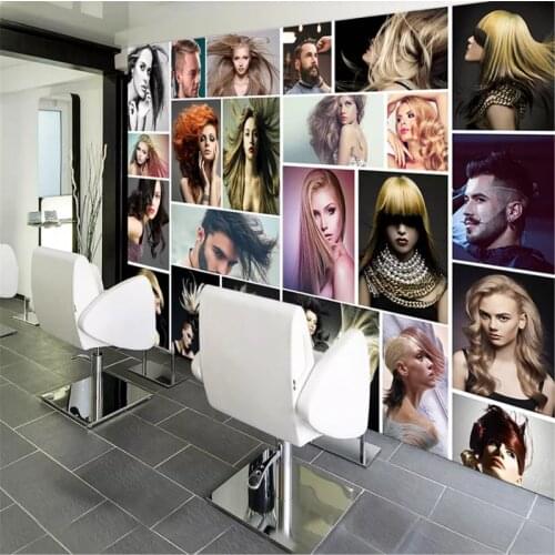 Custom Wall Paper 3D Nordic Modern Personality Fashion Hair Salon Barber Shop Photo Wallpaper 3D Wall Murals Paper Wall Decor