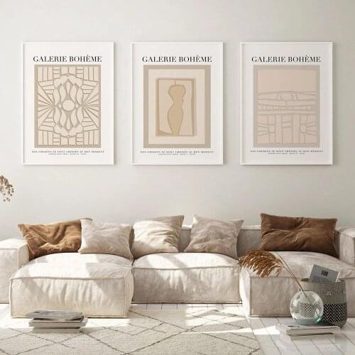 Boho Exhibition Poster Mid-Century Canvas Painting Minimalist Art Print Modern Bohemian Wall Picture For Living Room Home Decor
