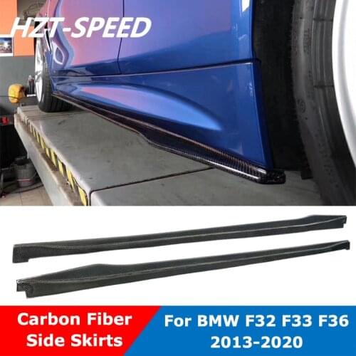 Real Carbon Fiber Material Door Aprons Side Skirts For BMW 4 Series F32 F33 F36 Coupe Sedan Car 2013-2020