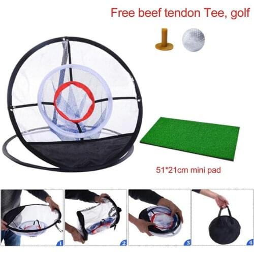 Golf Chipping Net 3 Layers Collapsible Hitting Mat Foldable Golf Practice Net Set for Indoor Outdoor Portable Golf Accessories