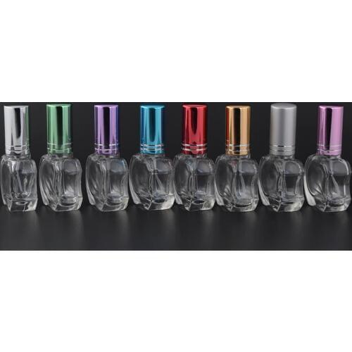 MUB - 10ml Apple Shaped Clear Glass Sprayer Bottles Parfum Verstuiver Refillable Atomizer With 8 Cap Colors