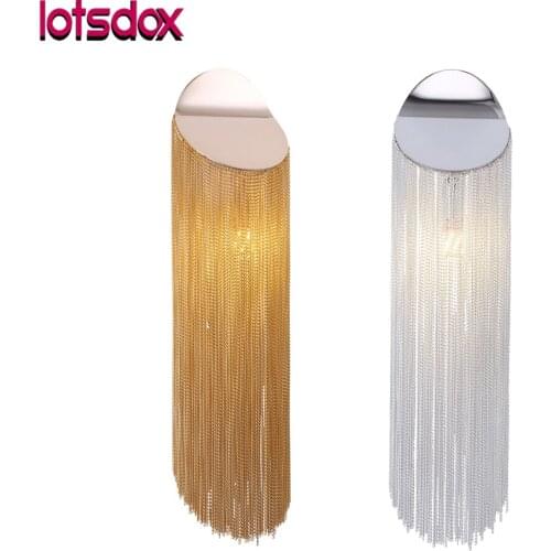 With LED Bulbs E14 Chroom/Black/S Gold Bass And Chains Wall Lamp Modrn Aluminum Tassel Beautiful Bar Lamps Living Room Decor
