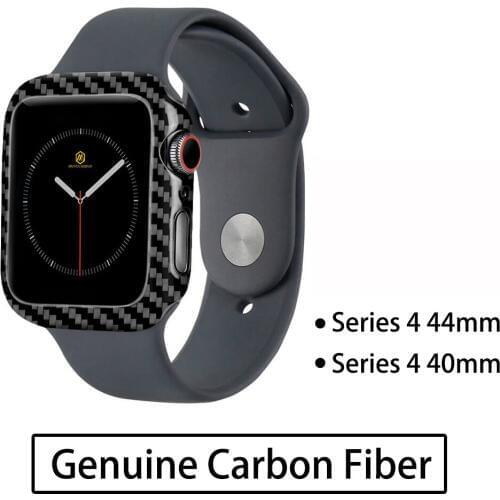 MONOCARBON Slim Genuine Carbon Fiber Case for Apple Watch 44mm 40mm Series 4 Gen 4 Carbon Fibre Cover