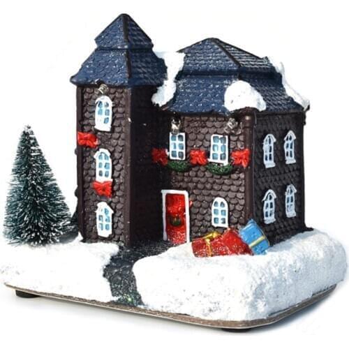 Creative Christmas Festival Theme Glowing Mini House Small Ornaments Light Lantern Snow Cabin