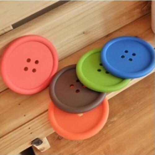 Home Table Decoration Round Silicone Button Shaped Coasters Cup Mat Home Drink Placemat Pads LX4605