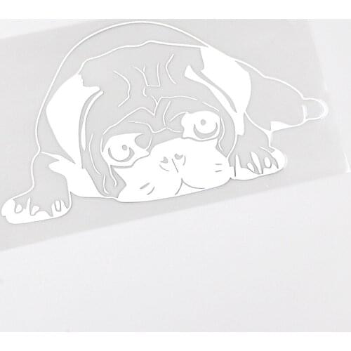 Pug Silhouette Dog Dutch Pet Decal Vinyl Car Sticker Black/Silver 17cm*9cm