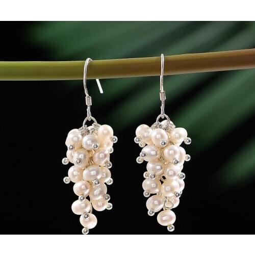 Freshwater Pearl Earrings For Women Drop Dangle Earrings 925 Sterling Silver white/pink/mixed Party Girl Gift Fine Jewelry